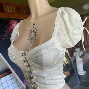 Princess Polly Corset floral crop puff sleeve top